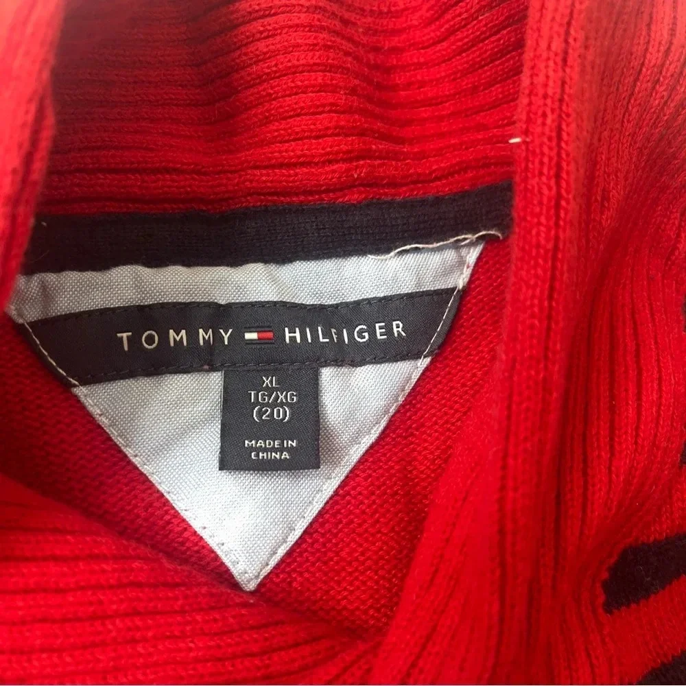 Tommy Hilfiger Boys Sweater Letterman‎ Size XL 20 Red Blue